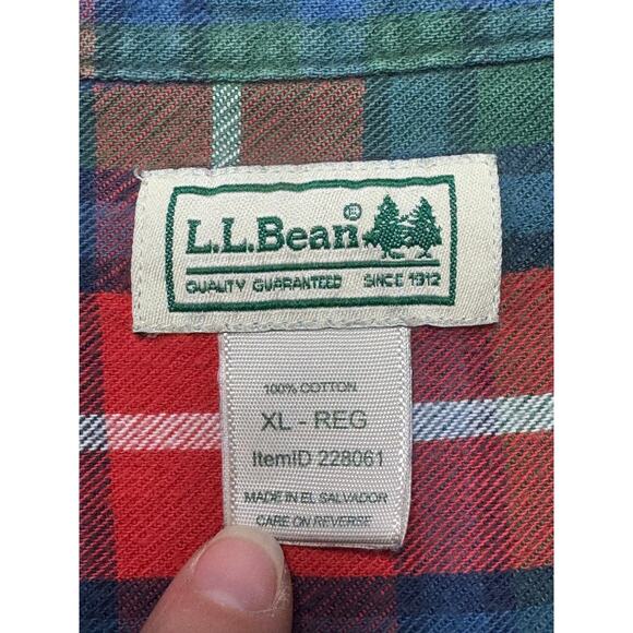 L.L. Bean Men's Long Sleeve Multicolor Plaid Button Up Flannel Shirt - Size XL - Picture 3 of 3